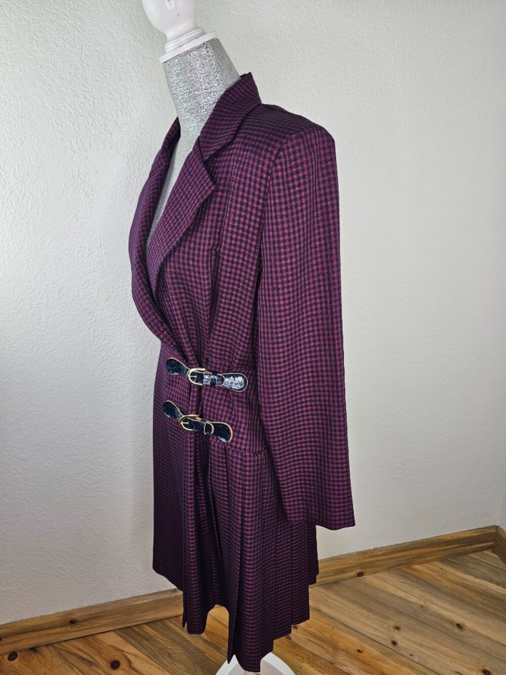 Charter Club Vintage Pleated Plaid Trench Coat Dress